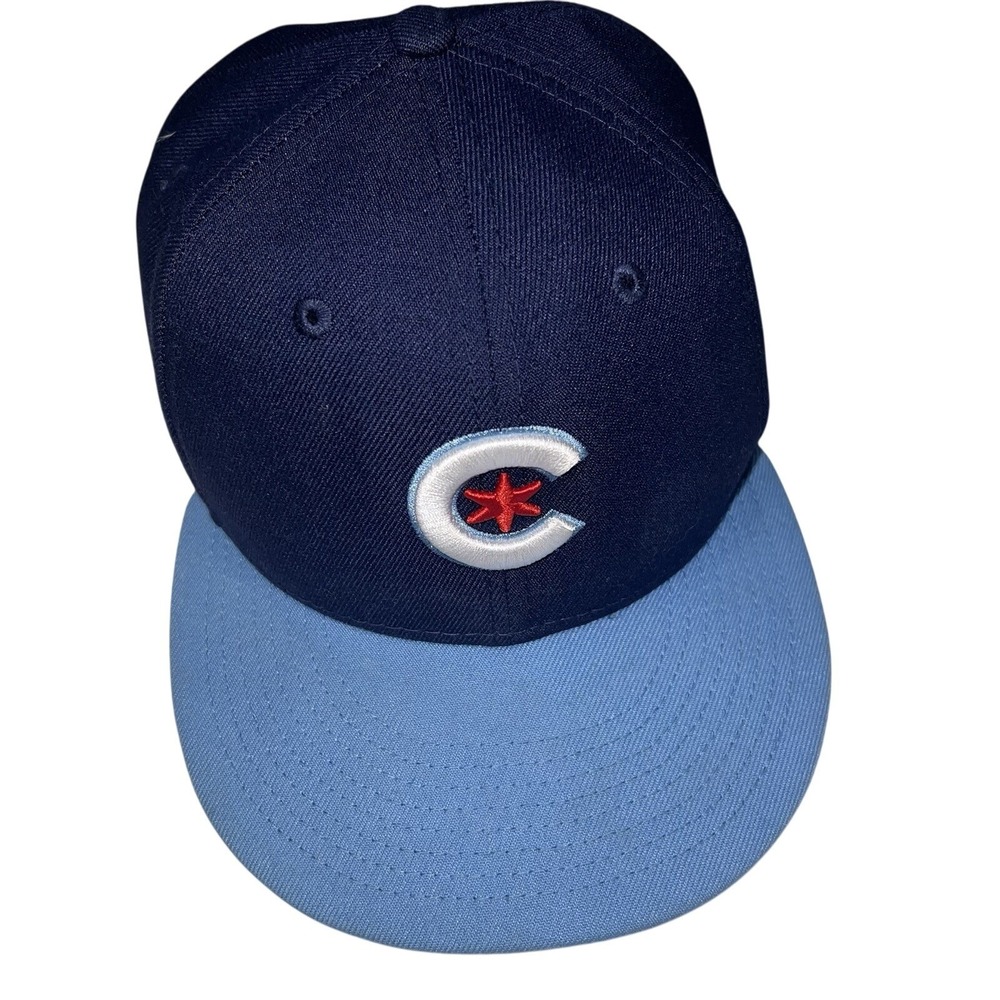 New Era 9FIFTY‎ Chicago Cubs Baseball Cap Navy Blue Light Blue Flat Brim Men